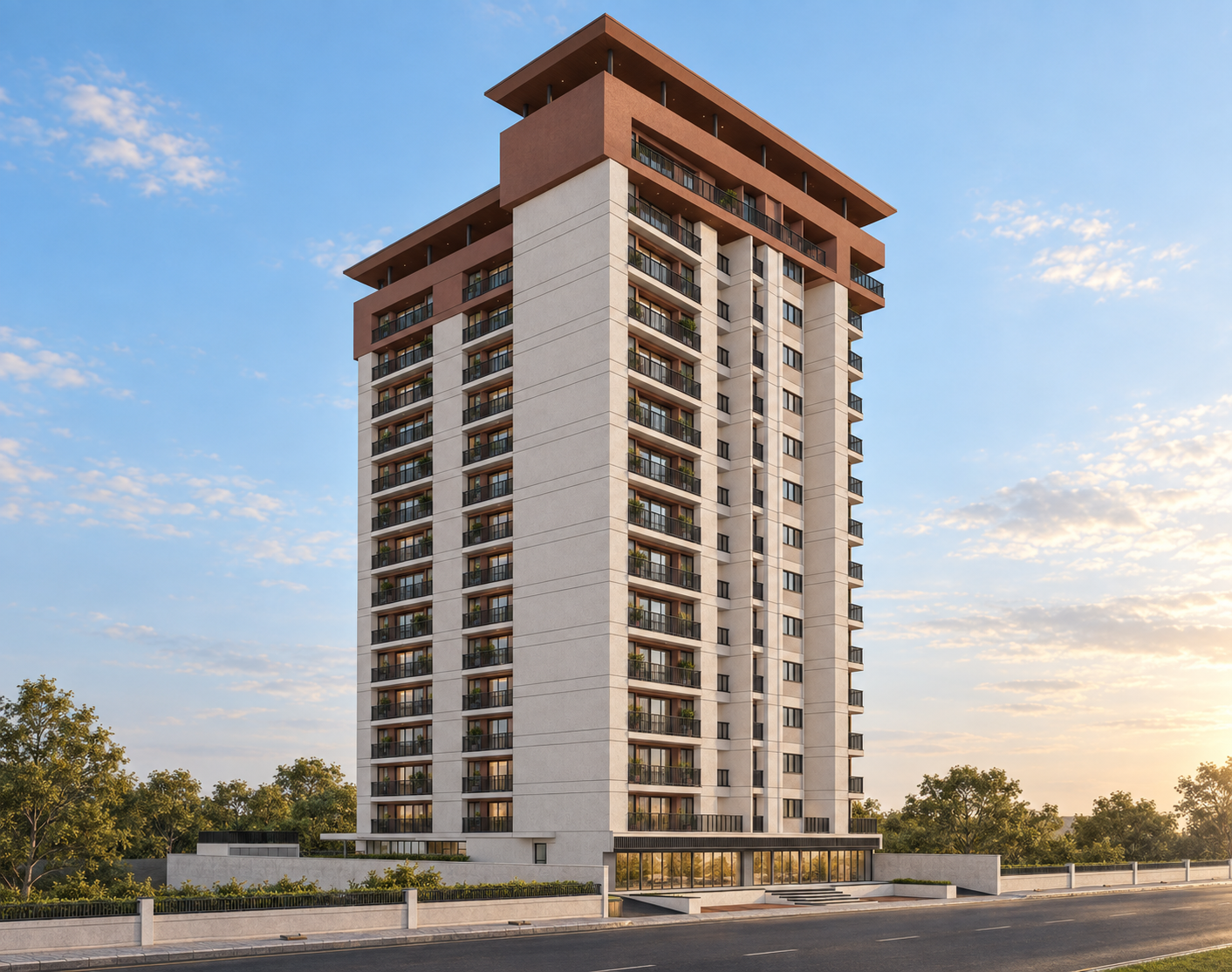 Avora Arise tower at golden hour
